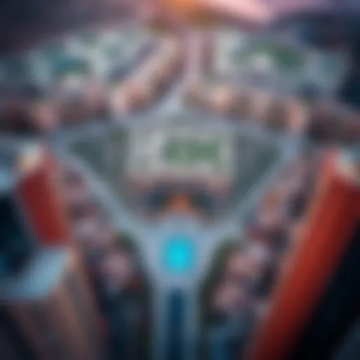 Aerial view of the Triangle of Jumeirah Village showcasing its unique layout.