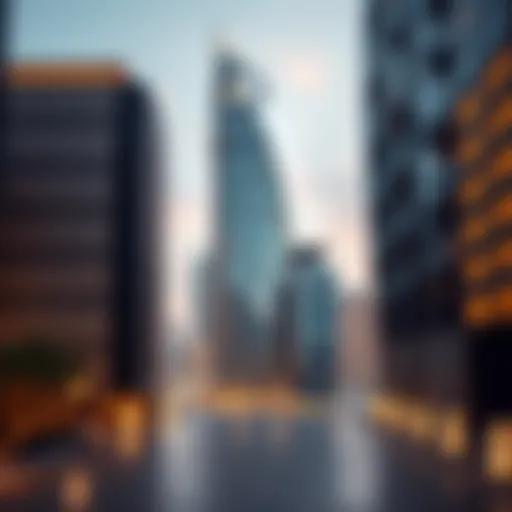 Dramatic view of Al Kazim Building against Dubai skyline