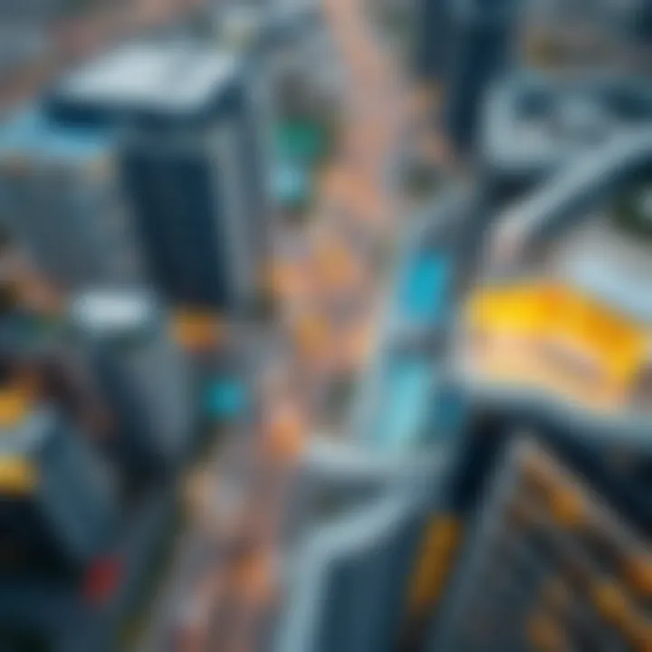 Aerial view of International City showcasing studio flats