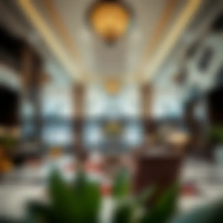 Luxurious lobby of Julphar Hotel highlighting its opulent design